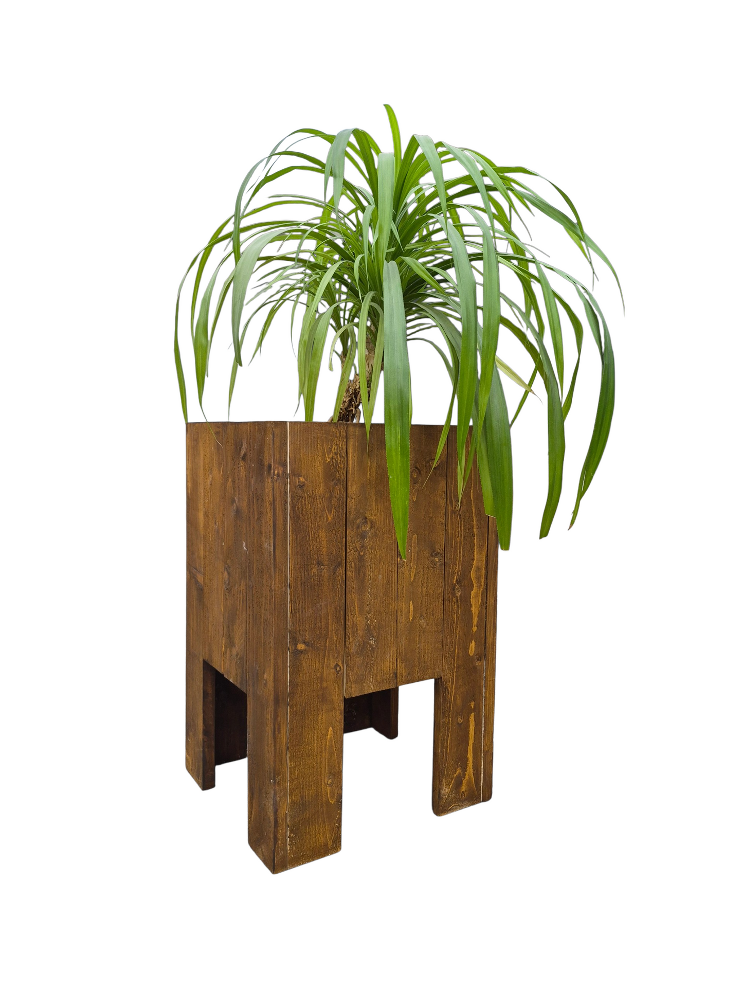 Vysoký drevený kvetináč